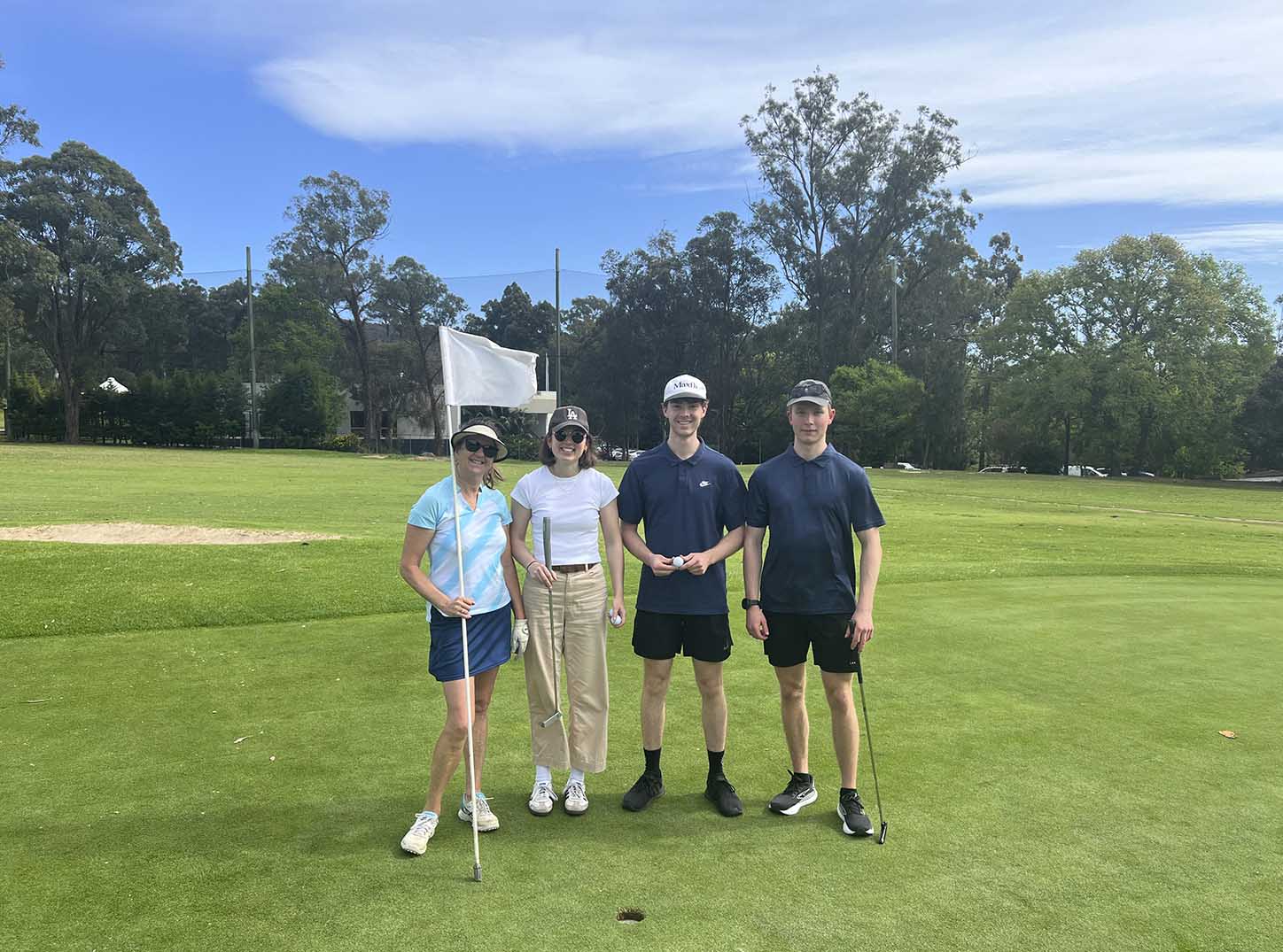 Four friends playing golf at Leonay Golf Club golf course