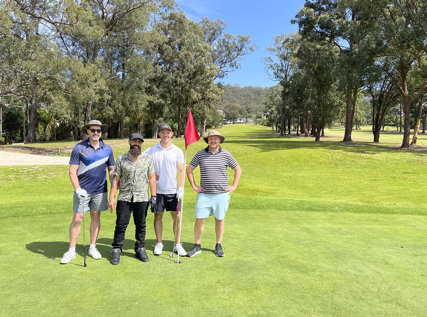 Four friends playing golf at Leonay Golf Club golf course